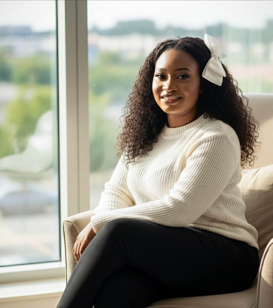 Oluwatosin in a welcoming therapy setting